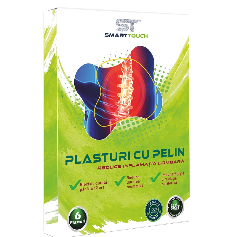 Plasturi cu Pelin pentru dureri lombare, 6 bucati, Smart Touch