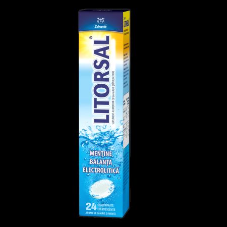 Litorsal cu aroma de menta si lamaie, 24 comprimate efervescente, Zdrovit