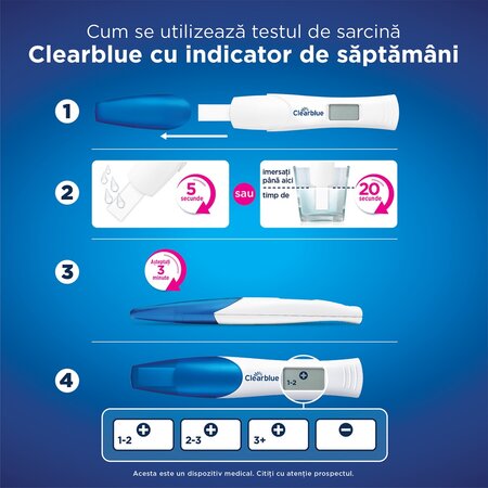 Test de sarcina digital cu indicator de saptamani, 1 bucata, Clearblue 696984