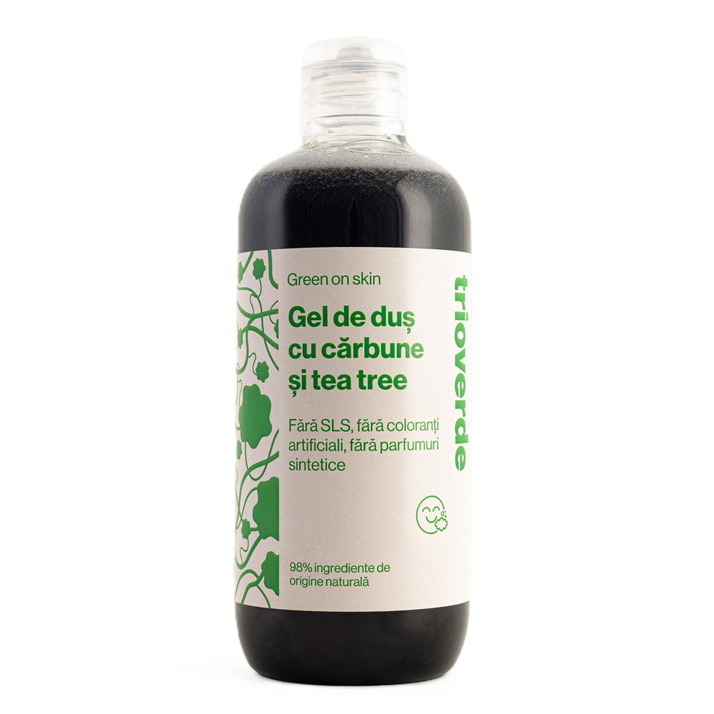 Gel de dus cu Carbune si Tea Tree, 300 ml, Trio Verde