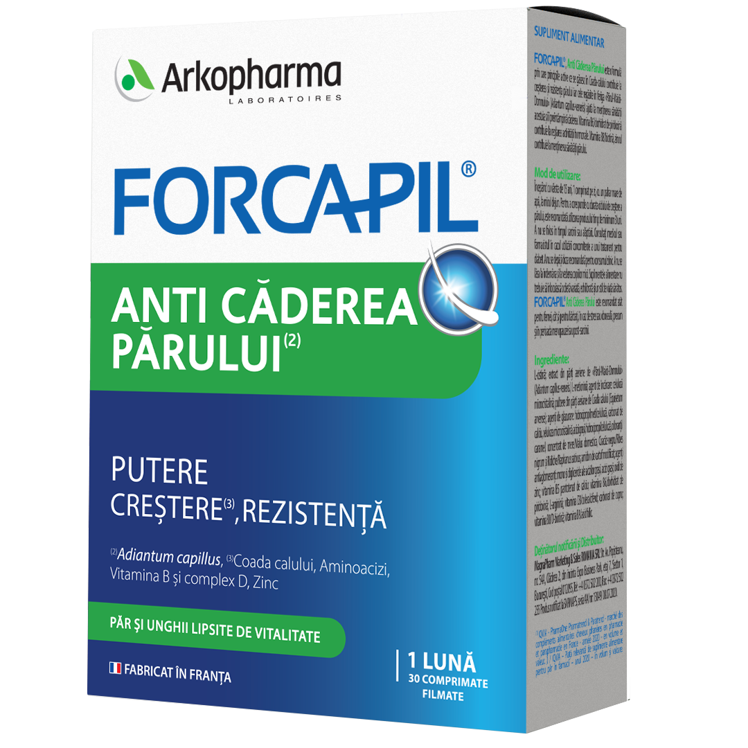 Forcapil anti-caderea parului, 30 comprimate filmate, Arkopharma