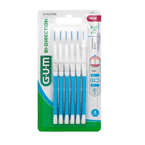 Perii interdentare Bi-Direction 0.9 mm, 6 bucati, Sunstar Gum