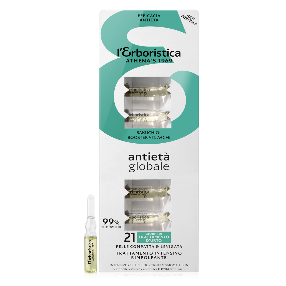 Tratament antirid vegan intensiv pentru ten si decolteu, 7 fiole x 2 ml, L'Erboristica