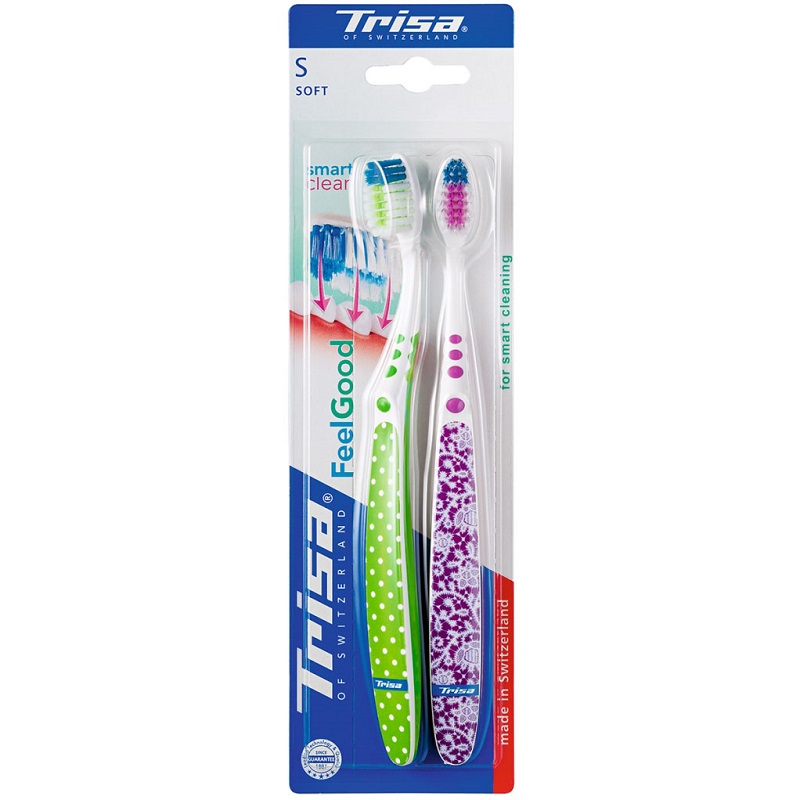 Periuta de dinti FeelGood Smart Clean, Soft, 2 bucati, Trisa