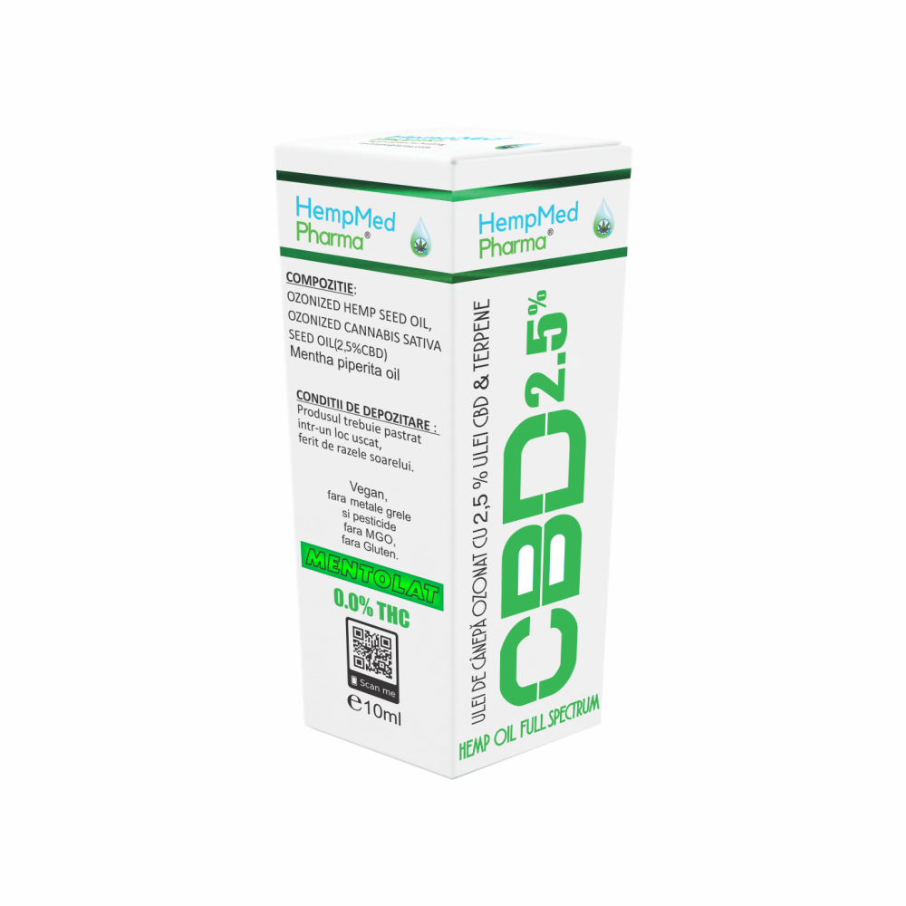 Ulei ozonat din canepa Hempoil Full Spectrum CBD 2.5%, 10 ml, HempMed Pharma