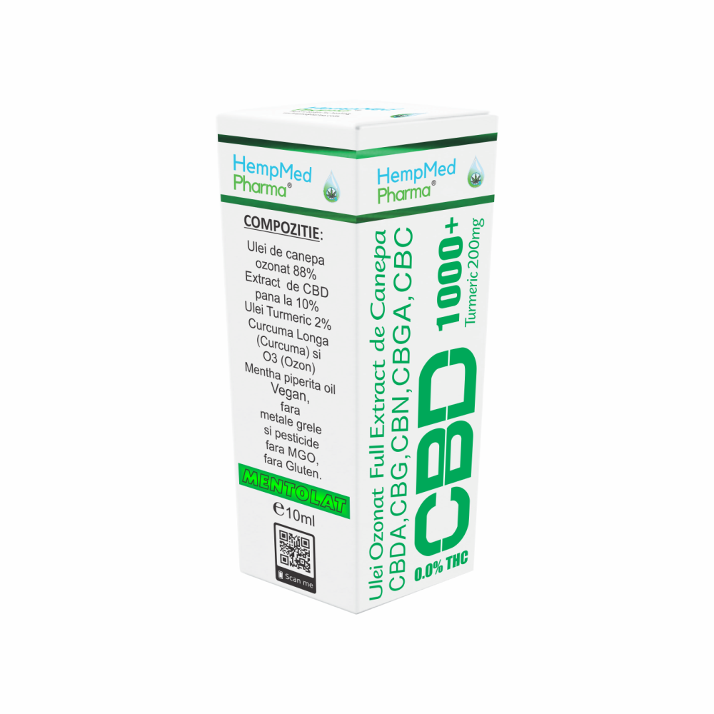 Ulei ozonat full extract de canepa CBD 1000 mg, 10 ml, HempMed Pharma