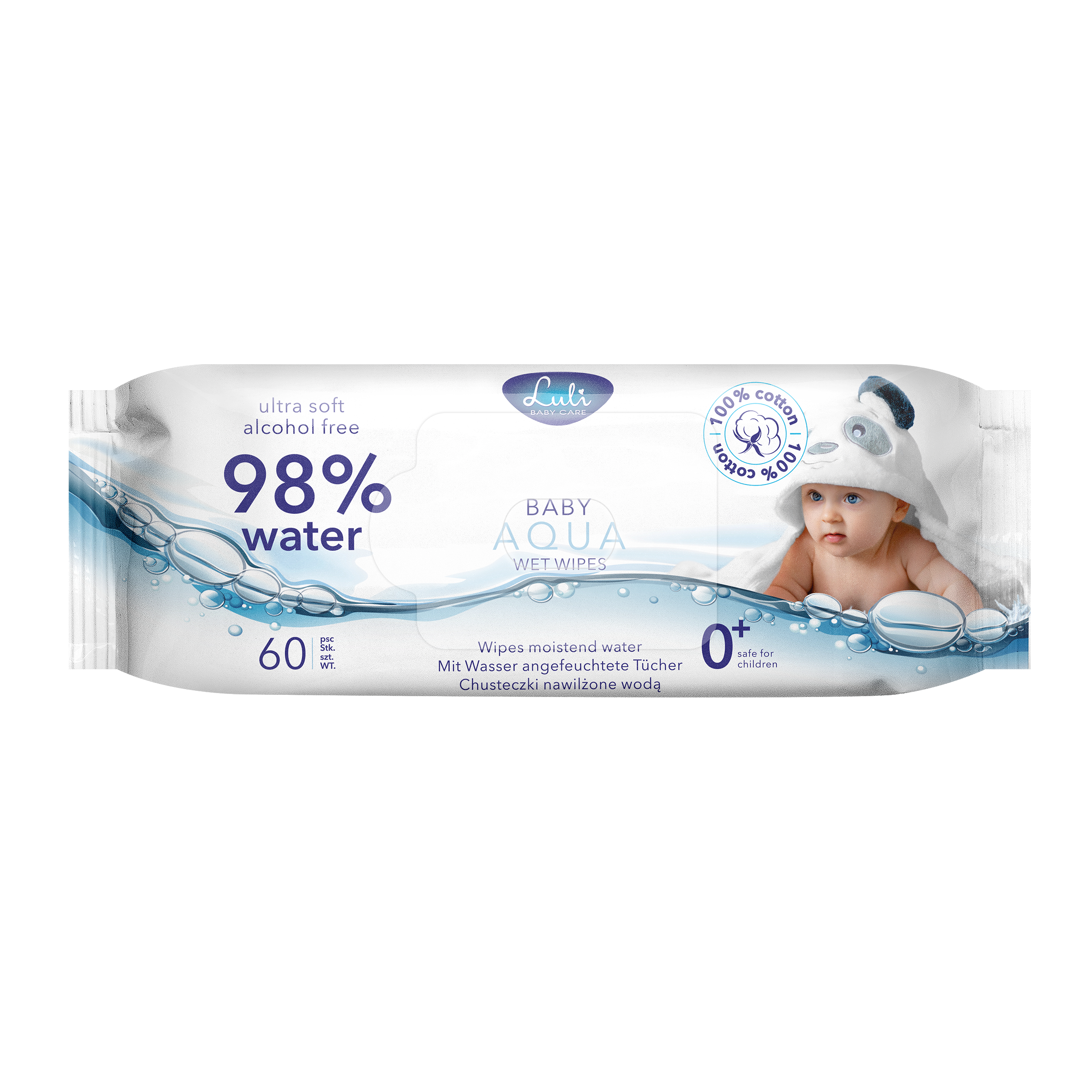 Servetele umede cu 98% apa, 60 bucati, Luli Baby Care