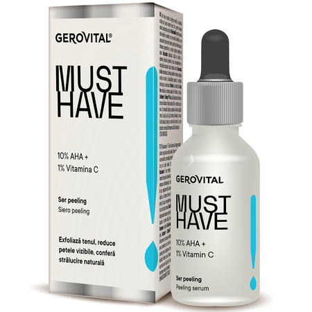 Ser peeling de fata cu 10% Aha + 1% Vitamina C Must Have, 30 ml, Gerovital 550587
