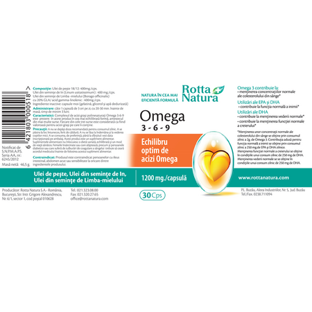 Omega 3-6-9, 30 capsule, Rotta Natura 598186