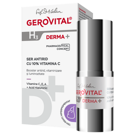 Ser antirid cu 10% Vitamina C H3 Derma+, 15 ml, Gerovital 735175