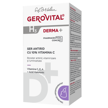 Ser antirid cu 10% Vitamina C H3 Derma+, 15 ml, Gerovital 735174