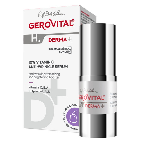 Ser antirid cu 10% Vitamina C H3 Derma+, 15 ml, Gerovital 735178