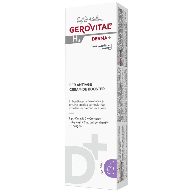 Ser antirid cu Ceramide Booster H3 Derma+, 15 ml, Gerovital