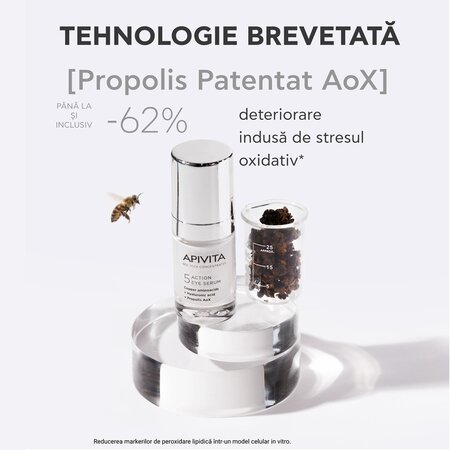 Ser pentru conturul ochilor cu acid hialuronic si propolis 5 Action, 15 ml, Apivita 742188
