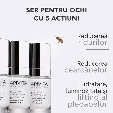 Ser pentru conturul ochilor cu acid hialuronic si propolis 5 Action, 15 ml, Apivita 742185