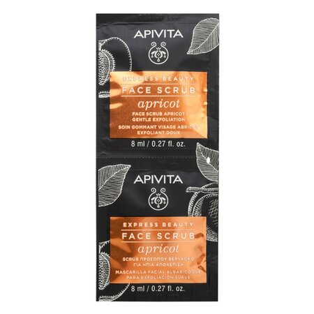 Masca de fata exfolianta delicata cu extract de caise Express Beauty, 2 x 8 ml, Apivita