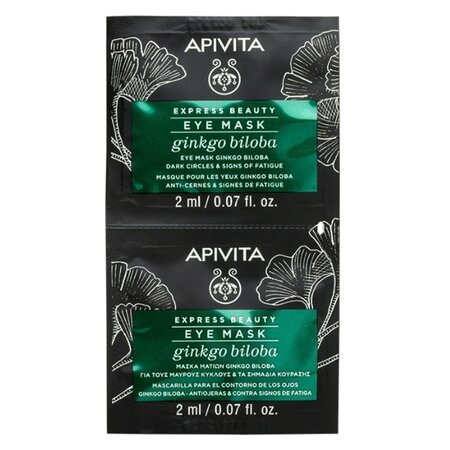 Masca detoxifianta pentru ochi obositi cu extract de Ginko Biloba, 2 x 2 ml, Apivita
