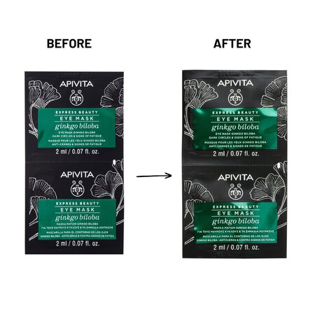 Masca detoxifianta cu extract de ginko biloba pentru zona din jurul ochilor Express Beauty, 2 x 2 ml, Apivita 742327