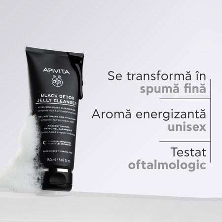 Gel de curatare cu carbune activat si propolis Black Detox Jelly, 150 ml, Apivita 742223