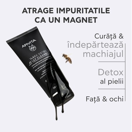 Gel de curatare cu carbune activat si propolis Black Detox Jelly, 150 ml, Apivita 742220