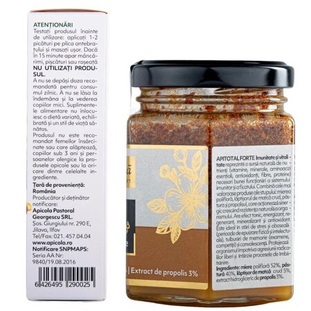Pachet Imunitate si vitalitate, Apitotal Forte, 200g + Spray de gat forte cu propolis fara alcool20 ml, Albina Carpatina 723493