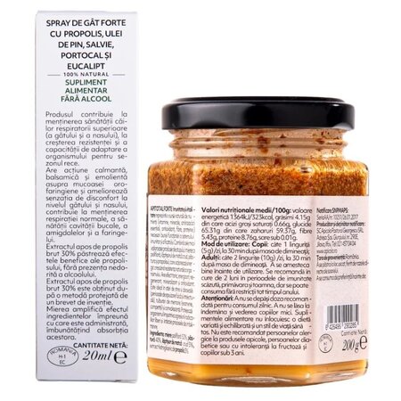 Pachet Imunitate si vitalitate, Apitotal Forte, 200g + Spray de gat forte cu propolis fara alcool20 ml, Albina Carpatina 723491