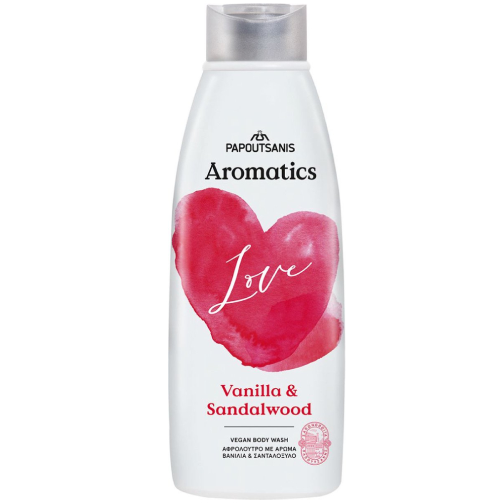 Gel de dus cu vanilie si lemn de santal Love, 600 ml, Aromatics
