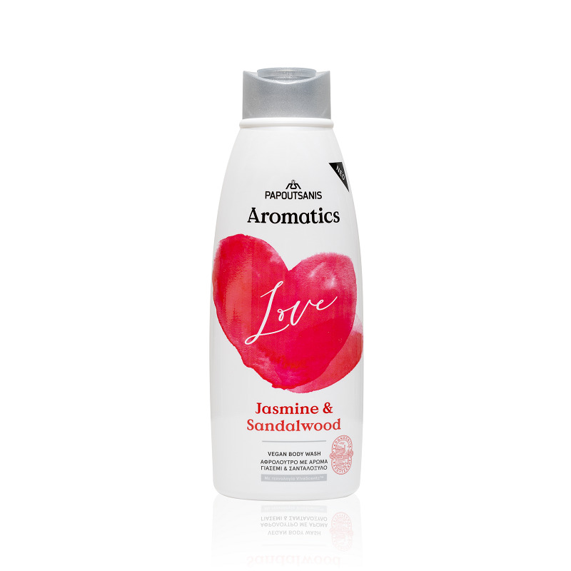 Gel de dus cu parfum de iasomie si lemn de santal Love, 600 ml, Aromatics