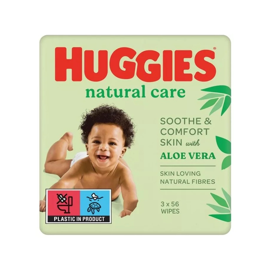 Pachet Servetele umede cu aloe vera Natural Care, 3 x 56 bucati, Huggies