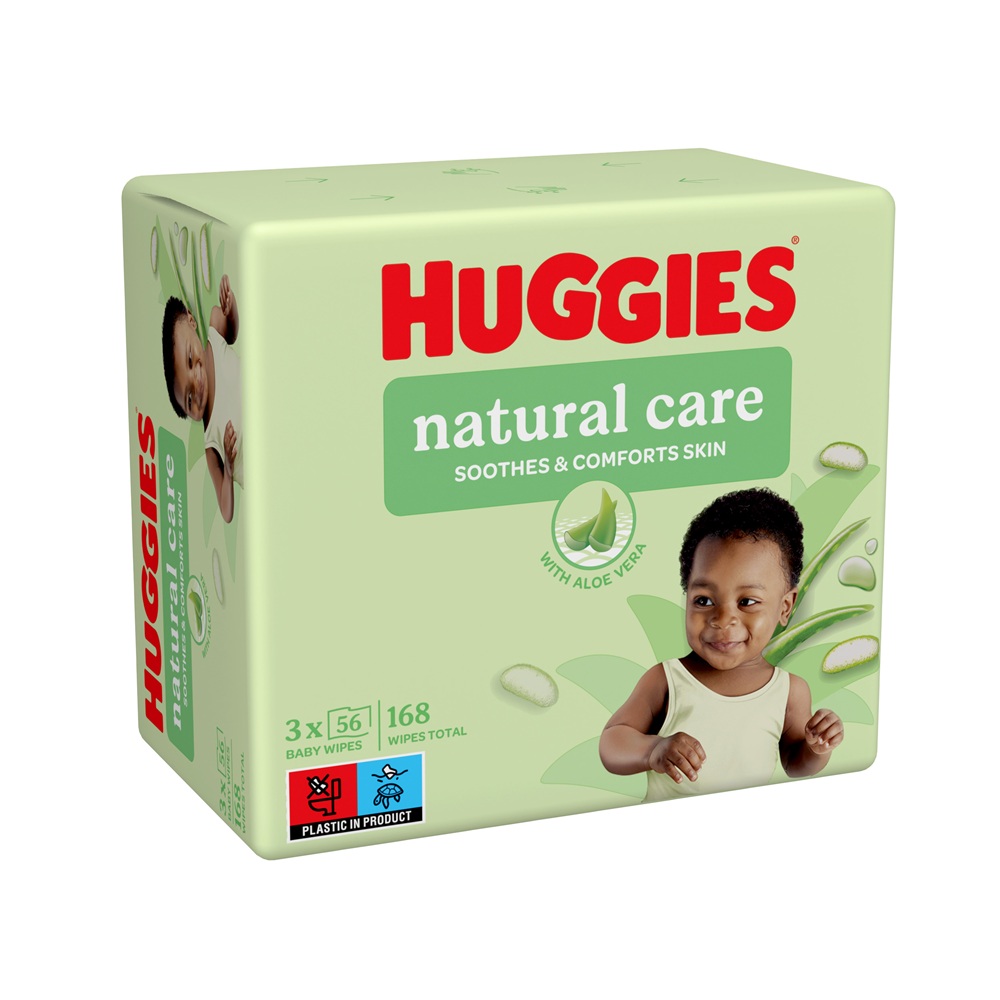 Pachet Servetele umede cu aloe vera Natural Care, 3 x 56 bucati, Huggies