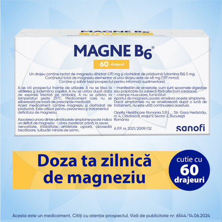 Magne B6, 60 drajeuri, Sanofi 611508