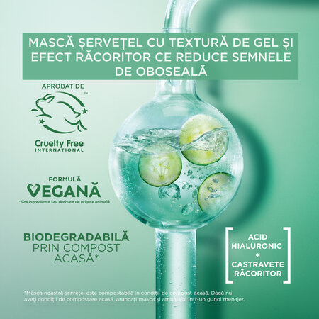 Masca servetel hidratanta cu efect racoritor Skin Naturals Cryo Jelly, 27 g, Garnier 556013