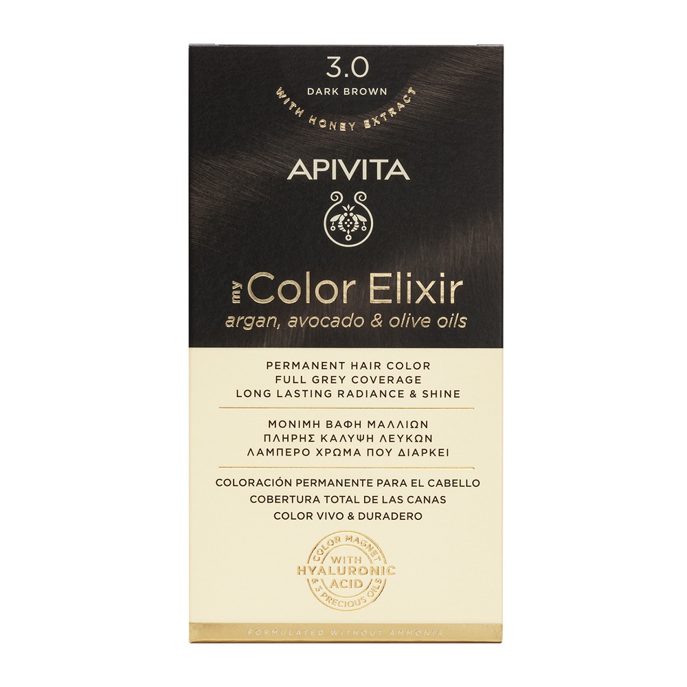 Vopsea de par My Color Elixir, Dark Brown N3.0, 155 ml, Apivita