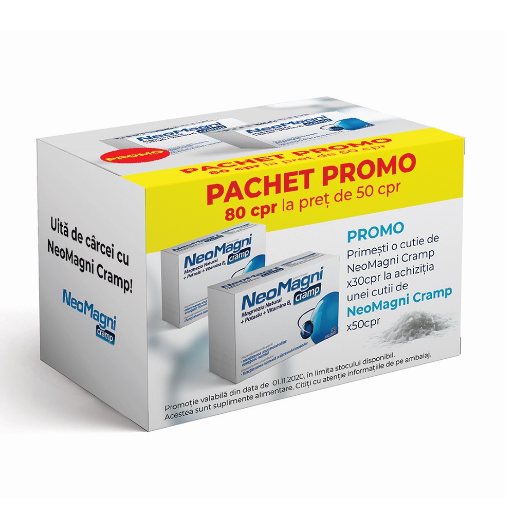 Pachet NeoMagni cramp, 50 + 30 comprimate, Aflofarm