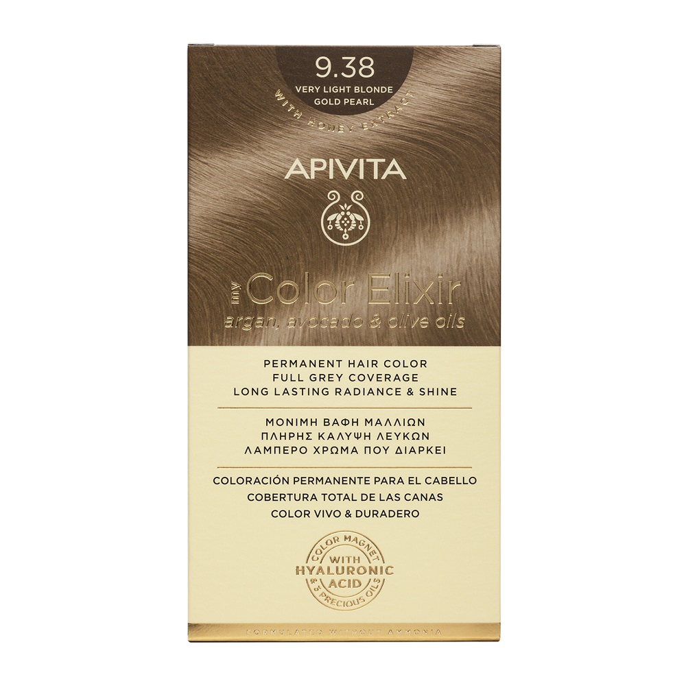 Vopsea de par My Color Elixir, Very Light Blonde Gold Pearl N9.38, 155 ml, Apivita