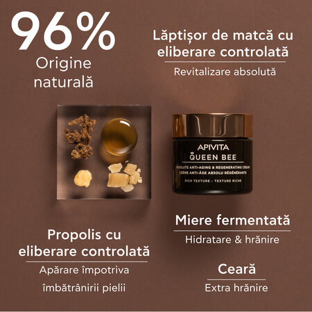 Crema antirid bogata Queen Bee, 50 ml, Apivita 685115