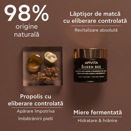 Crema antirid lejera Queen Bee, 50 ml, Apivita 685145
