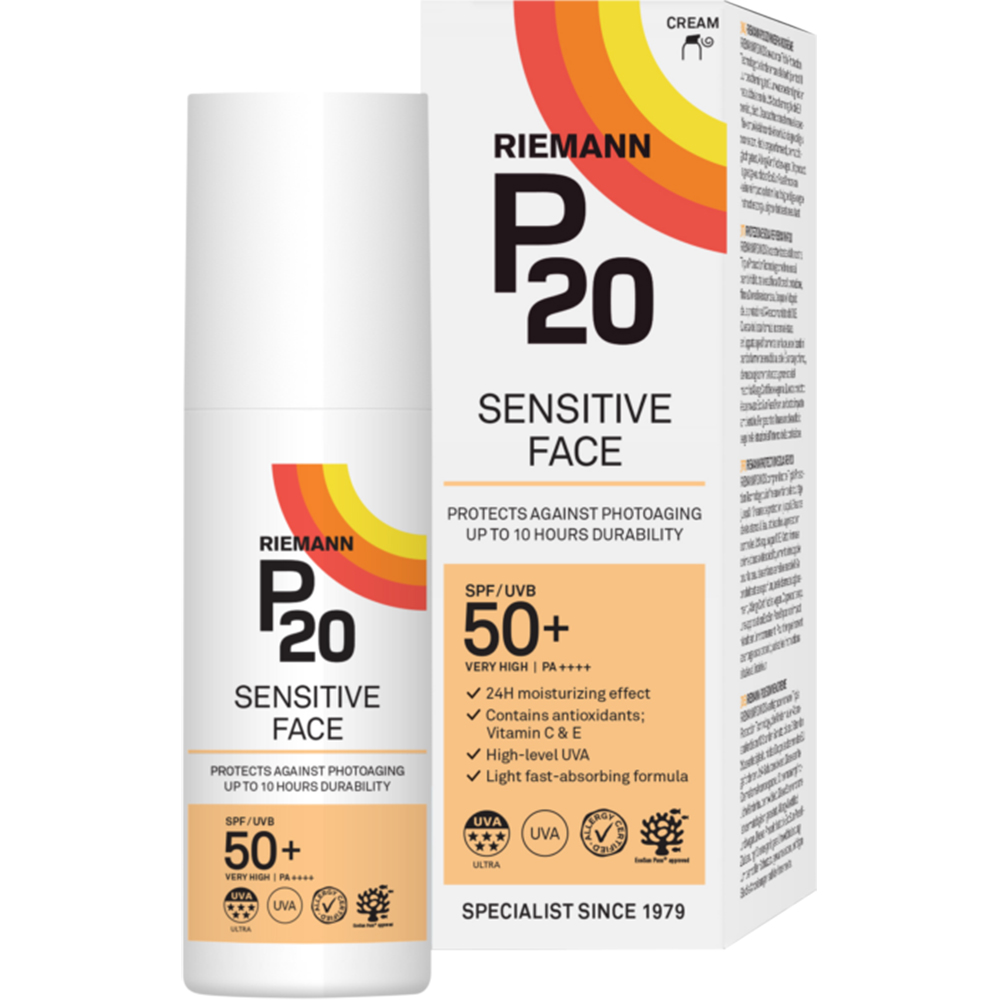 Crema de fata cu protectie solara SPF 50+ Sensitive P20, 50 ml, Riemann