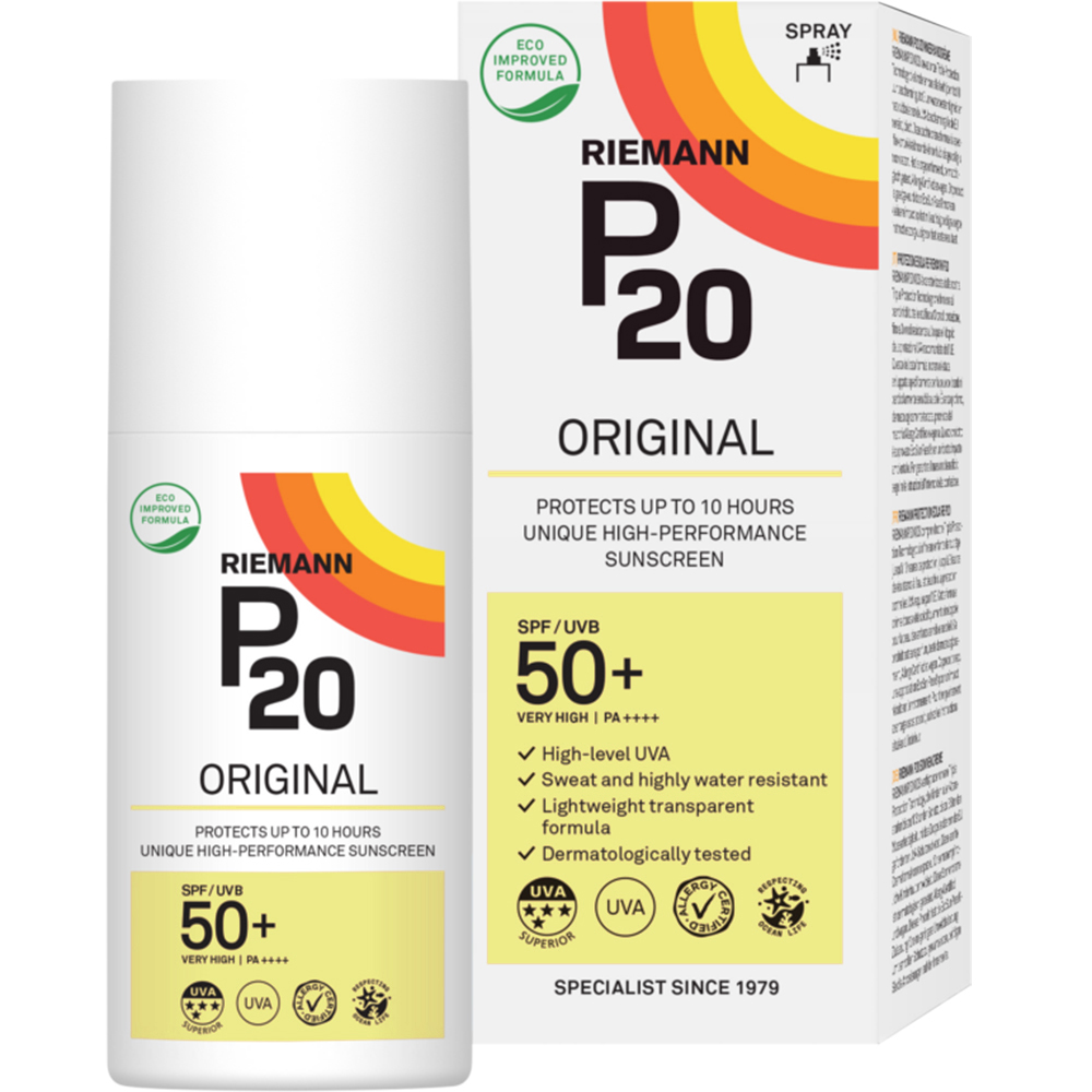 Spray transparent pentru protectie solara P20 Sun Protection SPF50, 175 ml, Riemann