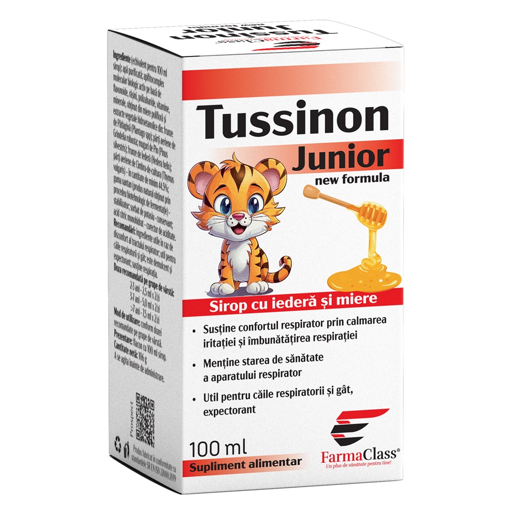 Sirop cu iedera si miere Tussinon Junior, 100 ml, FarmaClass