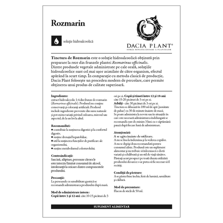 Tinctura de Rozmarin, 50 ml, Dacia Plant 593296