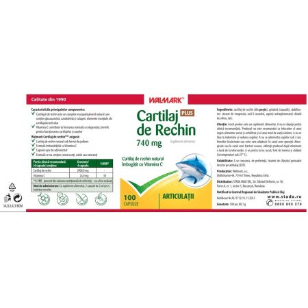 Cartilaj de Rechin Plus, 740 mg, 100 capsule, Walmark 698025