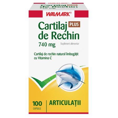 Cartilaj de Rechin Plus 740 mg cu vitamina C, 100 capsule, Walmark