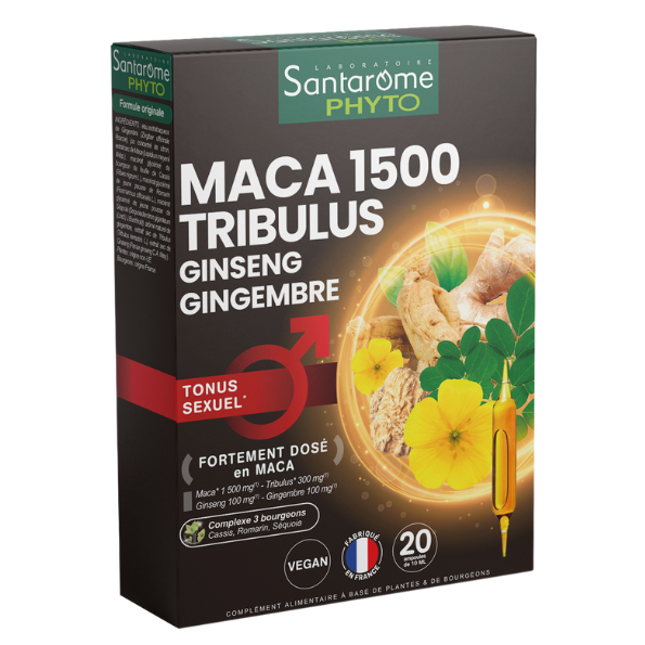 Maca 1500 Tribulus Phyto, 20 fiole x 10 ml, Santarome