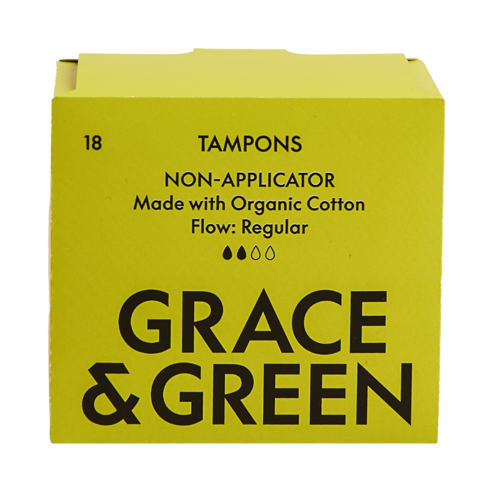 Tampoane din bumbac organic fara aplicator, Normal, 18 bucati, Grace and Green