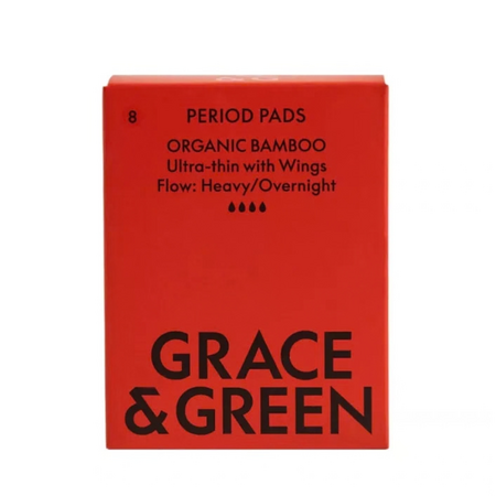 Absorbante de noapte din bambus , 8 bucati, Grace and Green