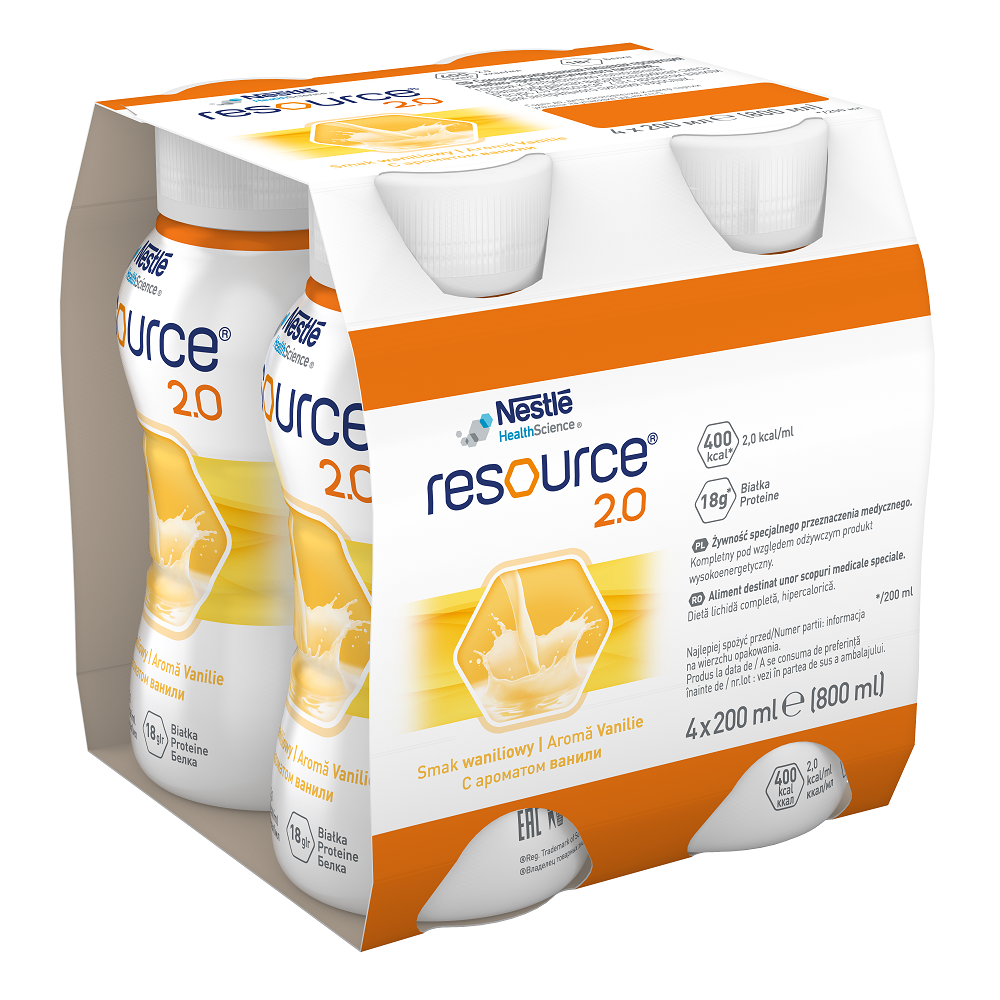 Resource 2.0 cu aroma de vanilie, 4 x 200 ml, Nestle