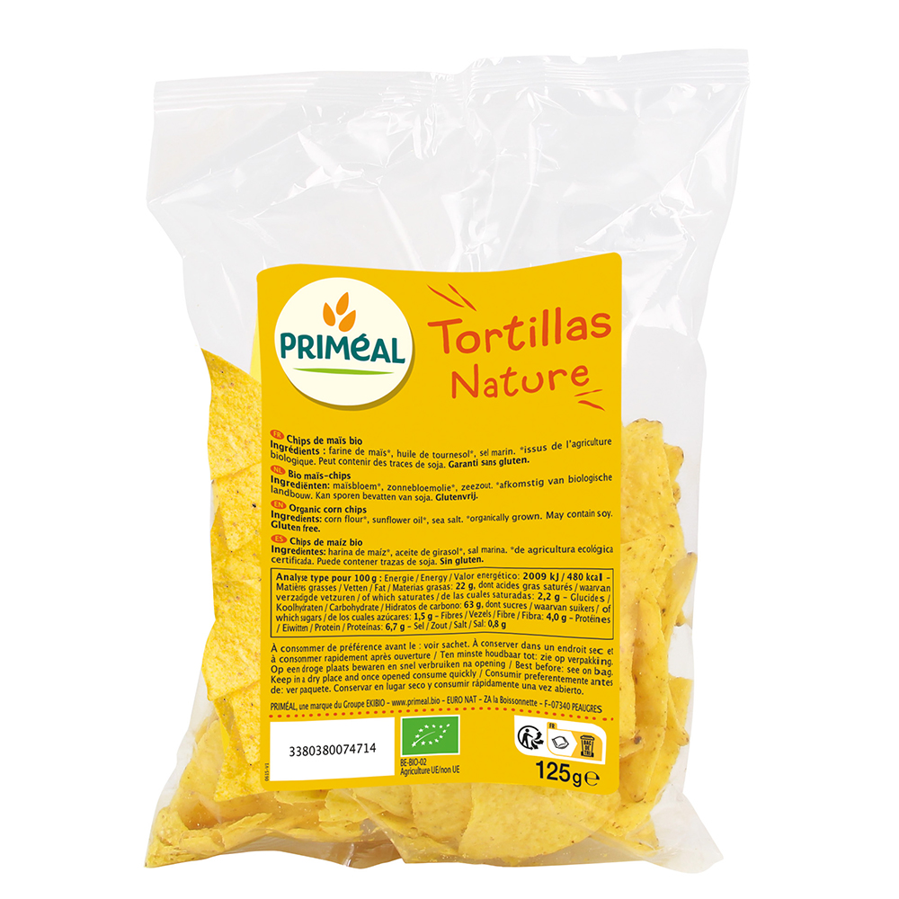 Chipsuri Bio fara gluten Tortillas Nature, 125 g, Primeal