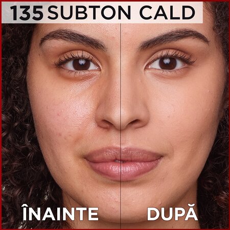 Fond de ten mat cu SPF 25 Infaillible 32H Matte Cover, 135 Warm Undertone, 30 ml, LOreal 555418