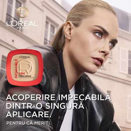 Pudra compacta Infaillible 180 Neutral Subton Neutru 24H Fresh Wear Powder, 9 g, LOreal 696053
